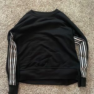 Black Striped Athletic Sweatshirt